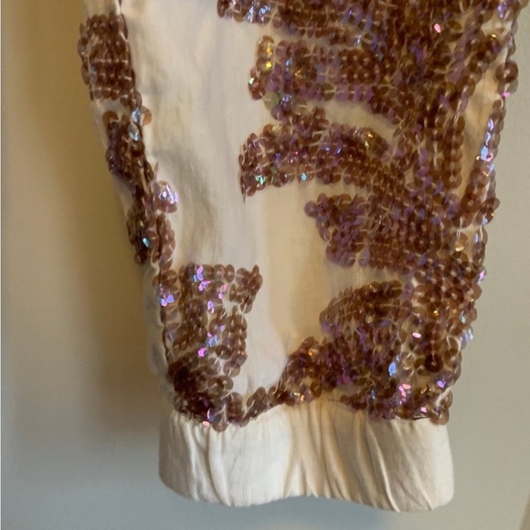 J. Crew Seaside Pants Womens 2 Iridescent Sequin Ivory Linen Cotton Jogger NEW - Picture 3 of 6